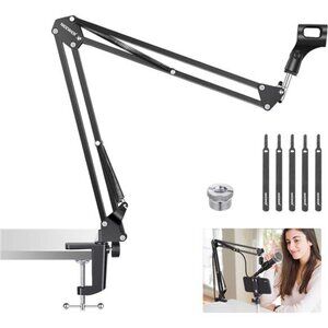 Microphone Arm Stand, Suspension Boom Scissor Mic Arm Stand with 3/8” to 5/8”